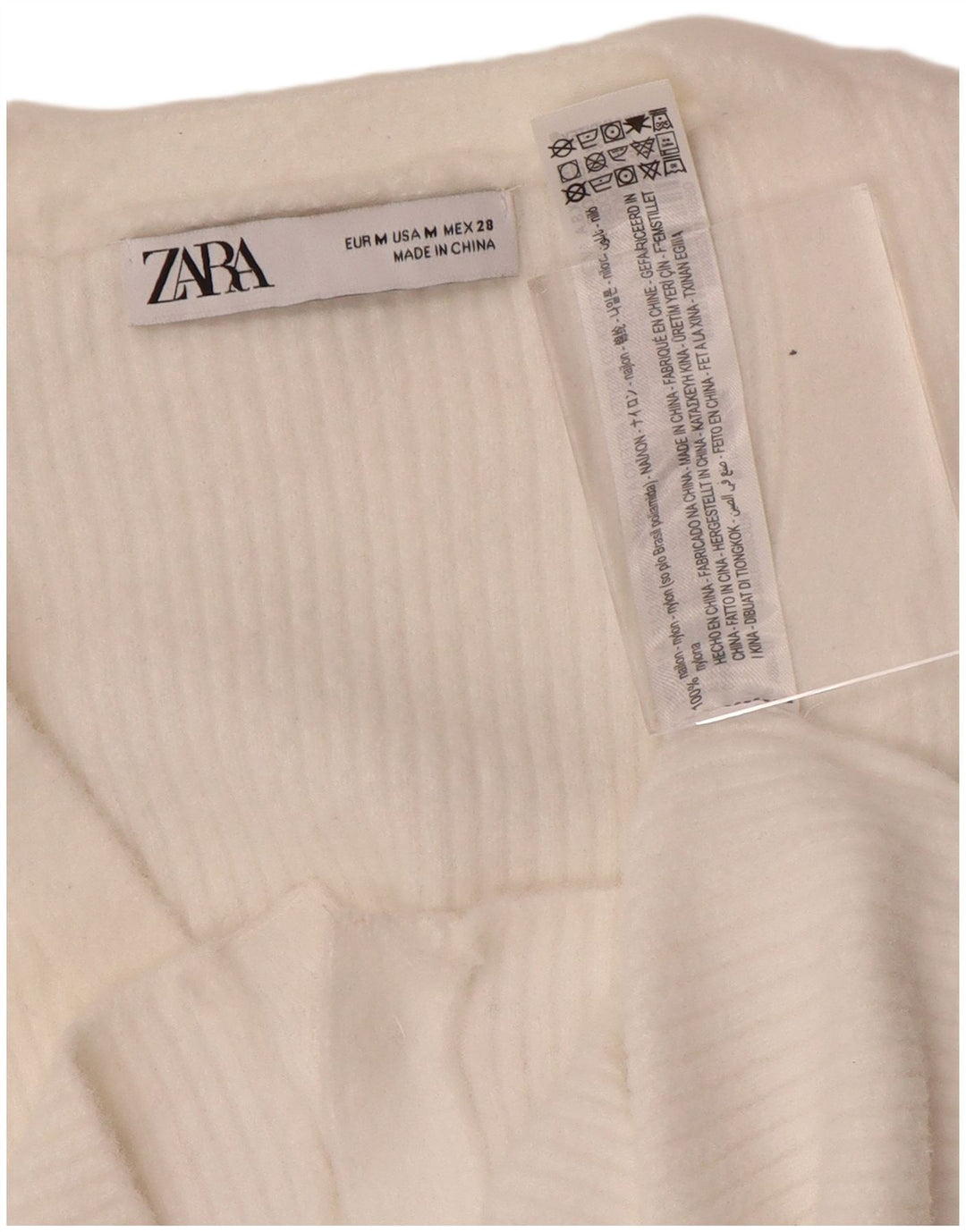Zara Damen Crop Cardigan Pullover UK 12 Medium White Nylon