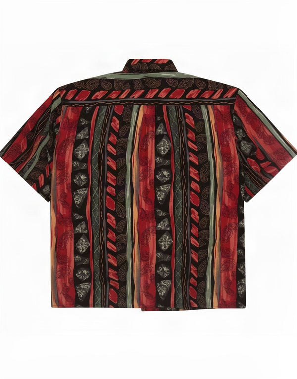 Ivy Crew Herren Kurzarmhemd 2XL Burgundy Floral Polyester