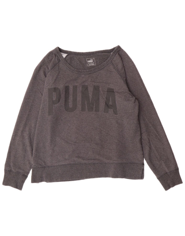 Puma Damen Crop Graphic Sweatshirt Pullover UK 16 Large Grau