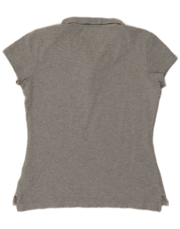 Tommy Hilfiger Womens Slim Fit Polo Shirt UK 14 Large Grey Cotton