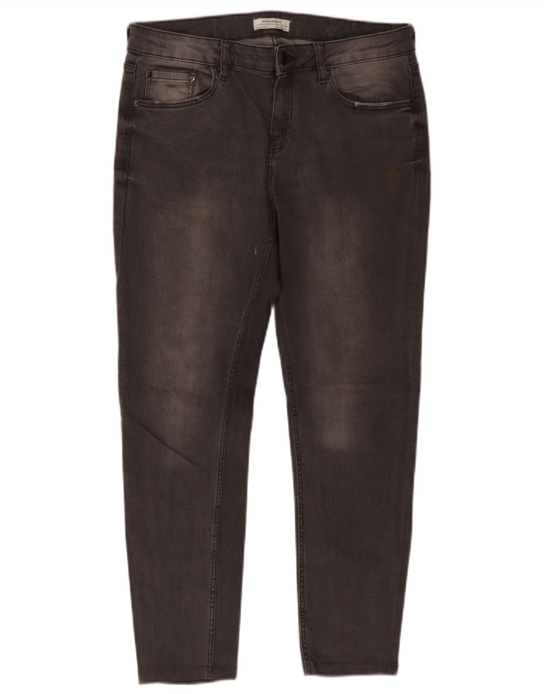 Zara Damen-Cropped-Jeans, EU 40, mittelgroß, W30, L25, graue Baumwolle