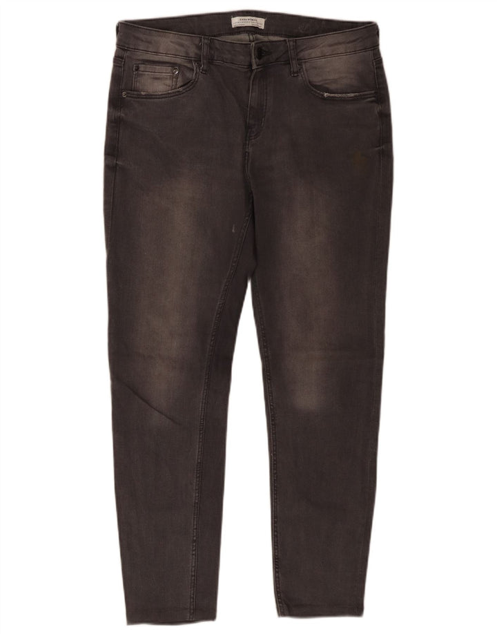 Zara Damen-Cropped-Jeans, EU 40, mittelgroß, W30, L25, graue Baumwolle