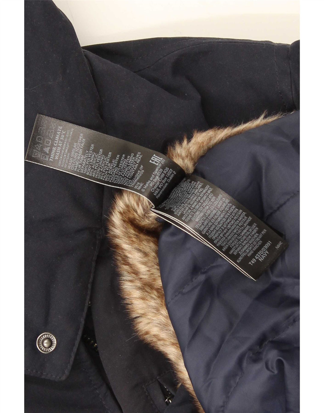 Marks & Spencer Damen-Parka mit Kapuze, UK 20 3XL, Marineblau, Polyester