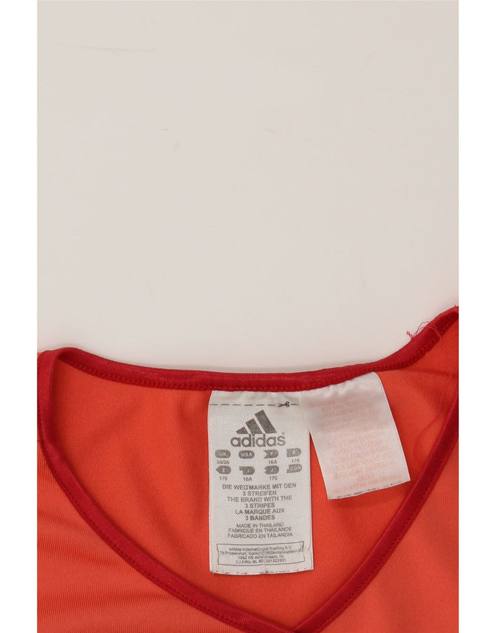ADIDAS Girls T-Shirt Top 15-16 Years Orange Polyester Vintage Adidas and Second-Hand Adidas from Messina Hembry 