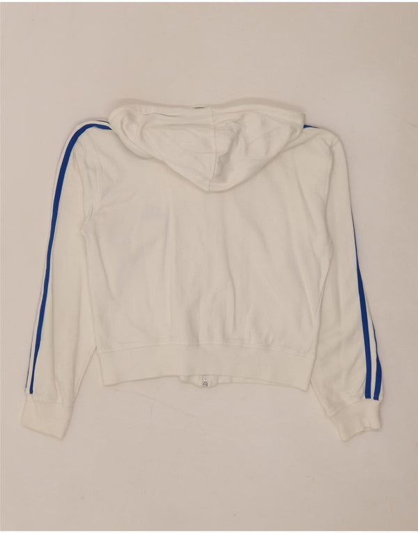 ADIDAS Damen Crop Hoodie Pullover UK 10 Small Weiße Baumwolle