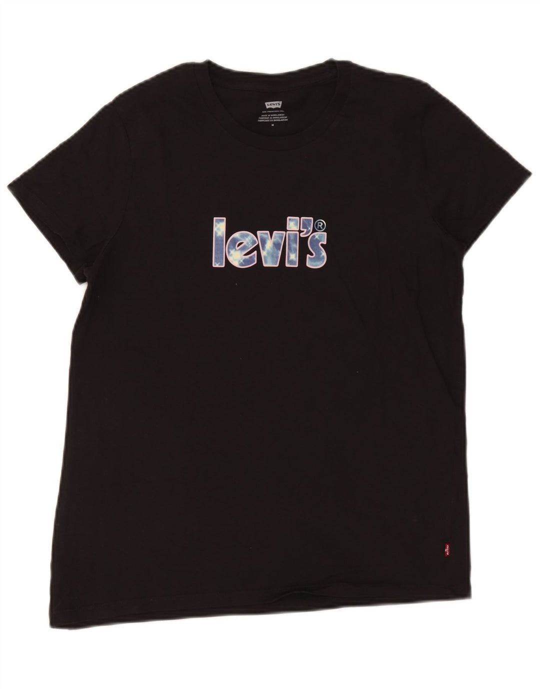 Levi's Womens Graphic T-Shirt Top UK 12 Mittelschwarze Baumwolle