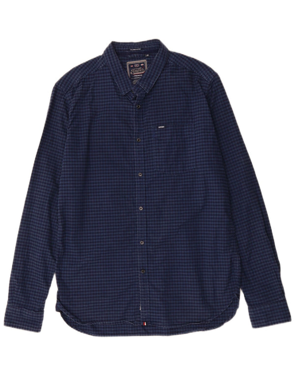 SUPERDRY Herrenhemd XL Marineblau Gingham