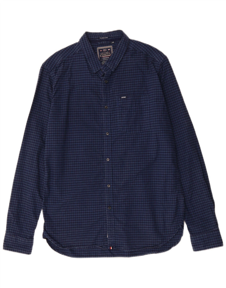 SUPERDRY Herrenhemd XL Marineblau Gingham