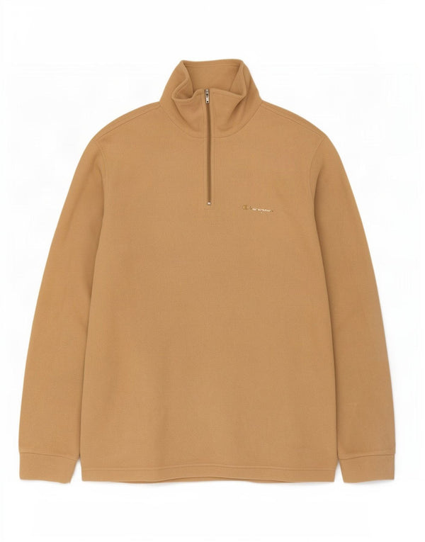 Champion Herren-Fleecepullover mit Reißverschluss am Hals, Größe L, Beige