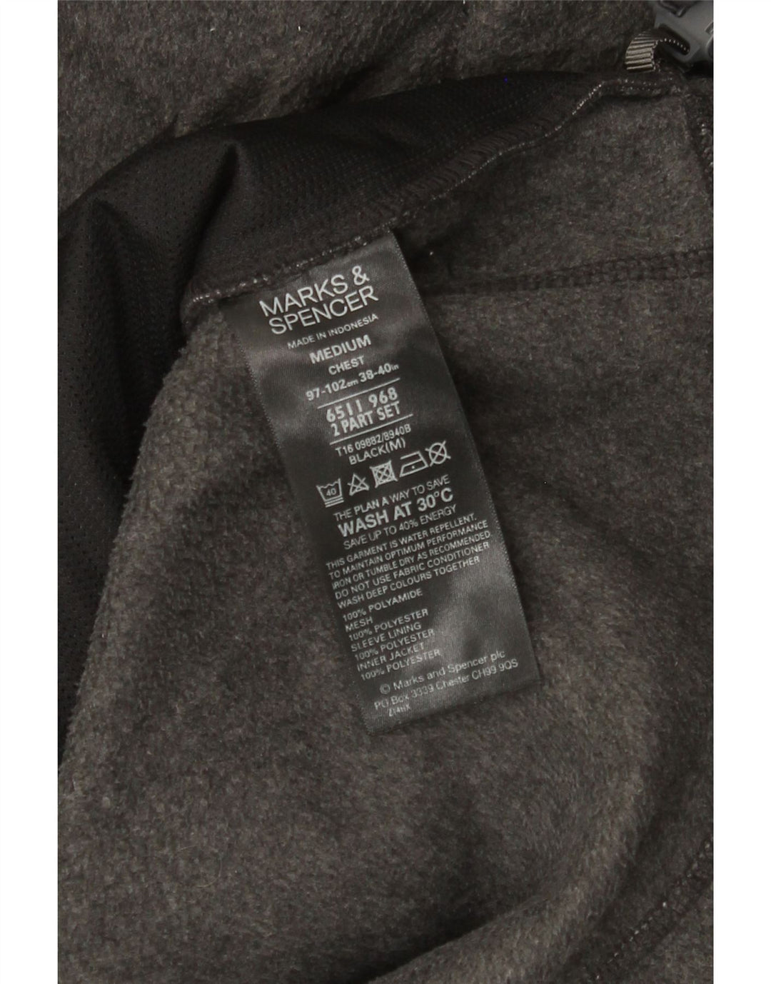 Marks & Spencer Herren Fleecejacke UK 38 Mittelgraues Polyamid