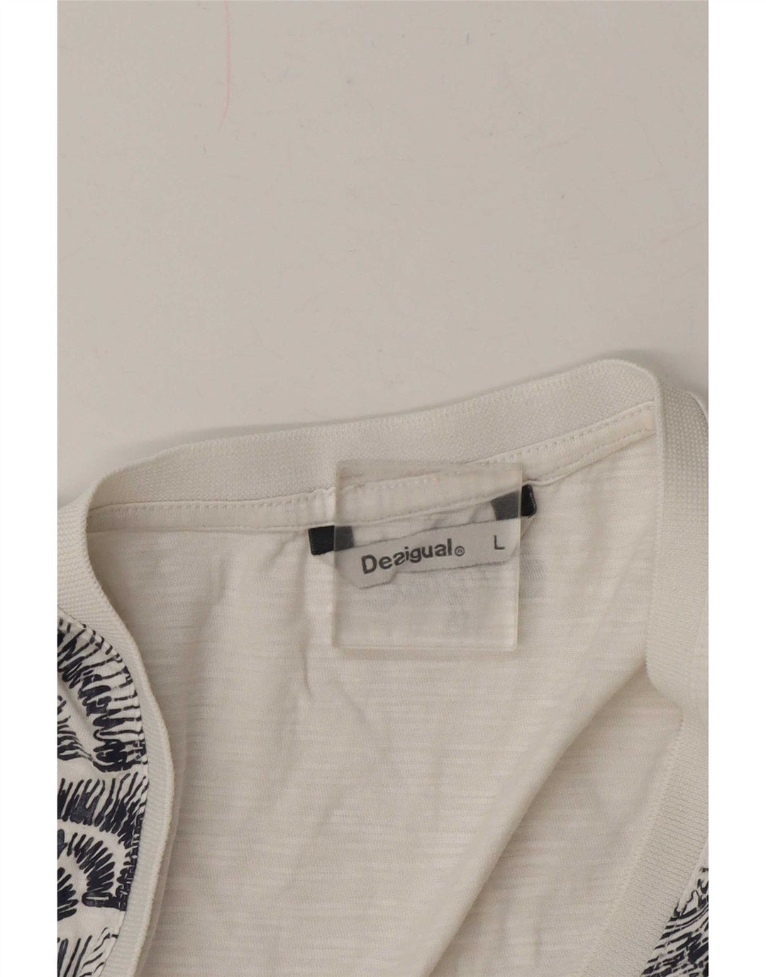 Desigual Damen Grafik T-Shirt Top UK 16 Large Weiß