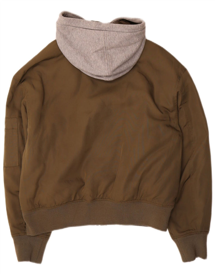 Vans Herren-Bomberjacke mit Kapuze, UK 36, Small, Khaki, Colourblock-Polyester