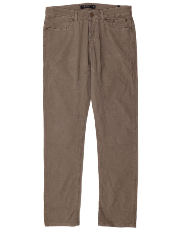 SIVIGLIA Gerade Freizeithose für Herren, W34, L33, beige Chevron-Baumwolle