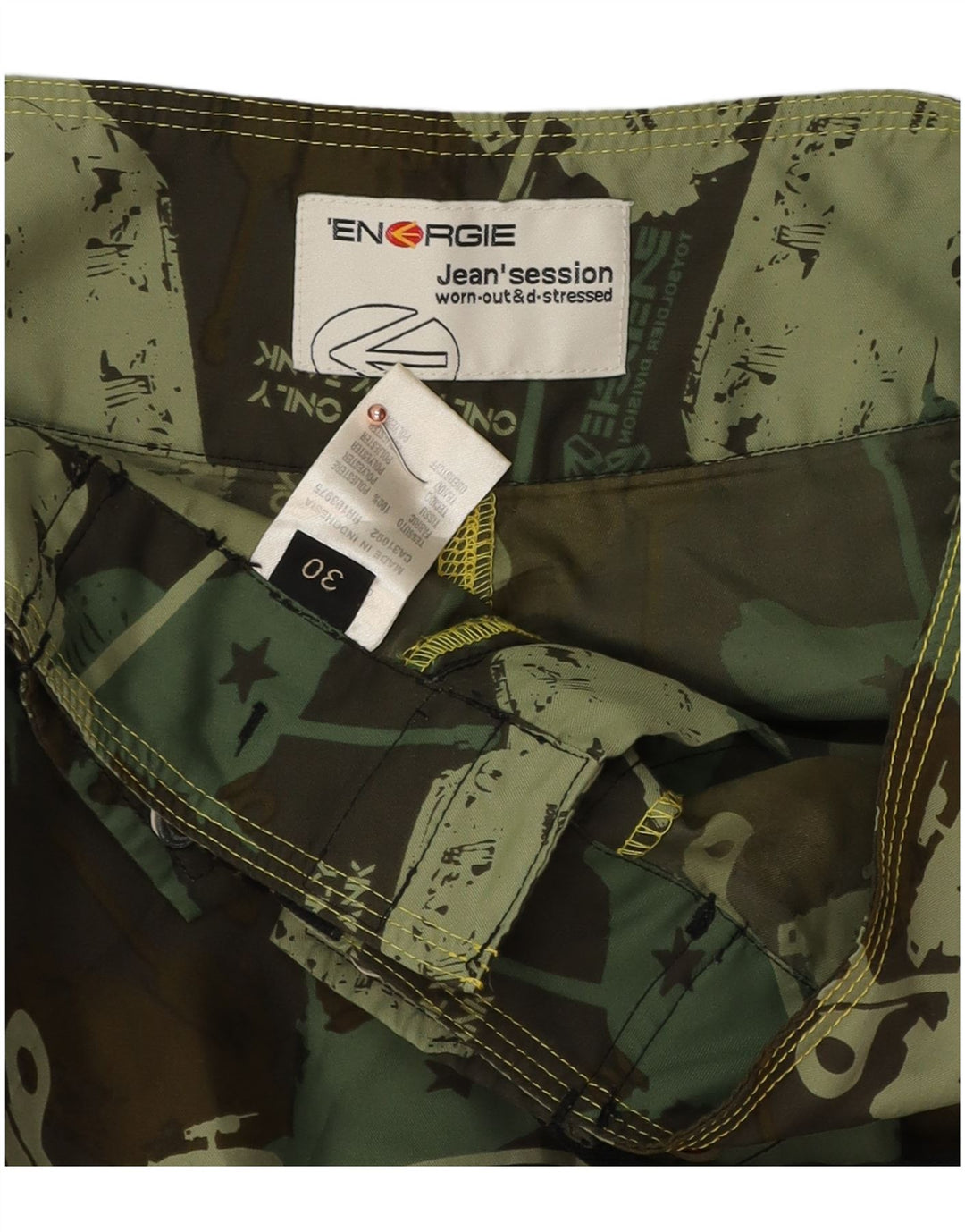 Energie Herren Badeshorts mit Grafik, Medium Khaki, Polyester