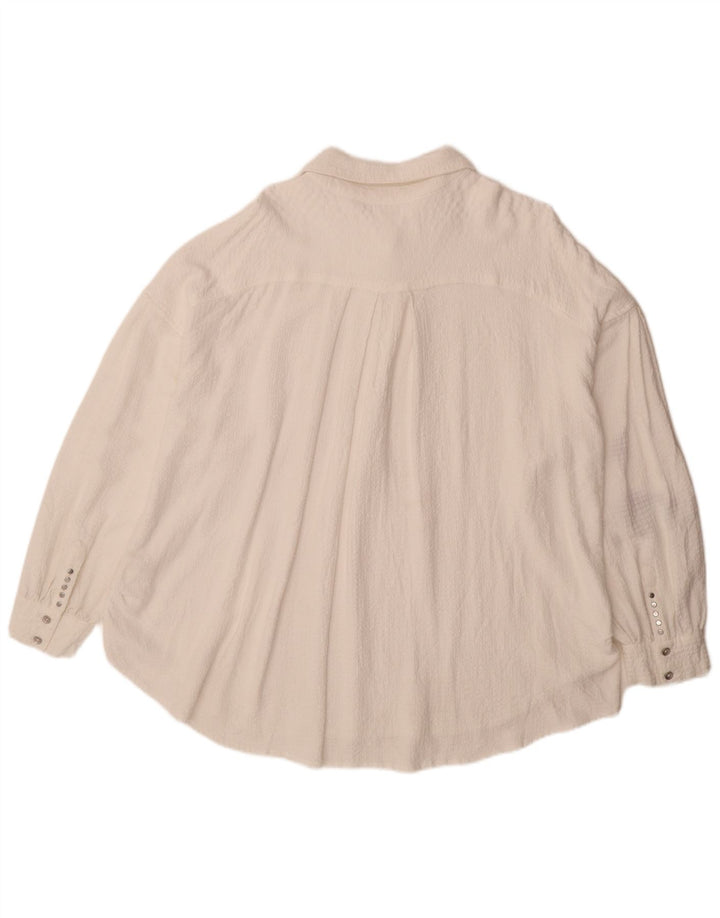BKE Damen-Pullover, übergroße Hemdbluse, UK 16, Größe L, weißer Rayon