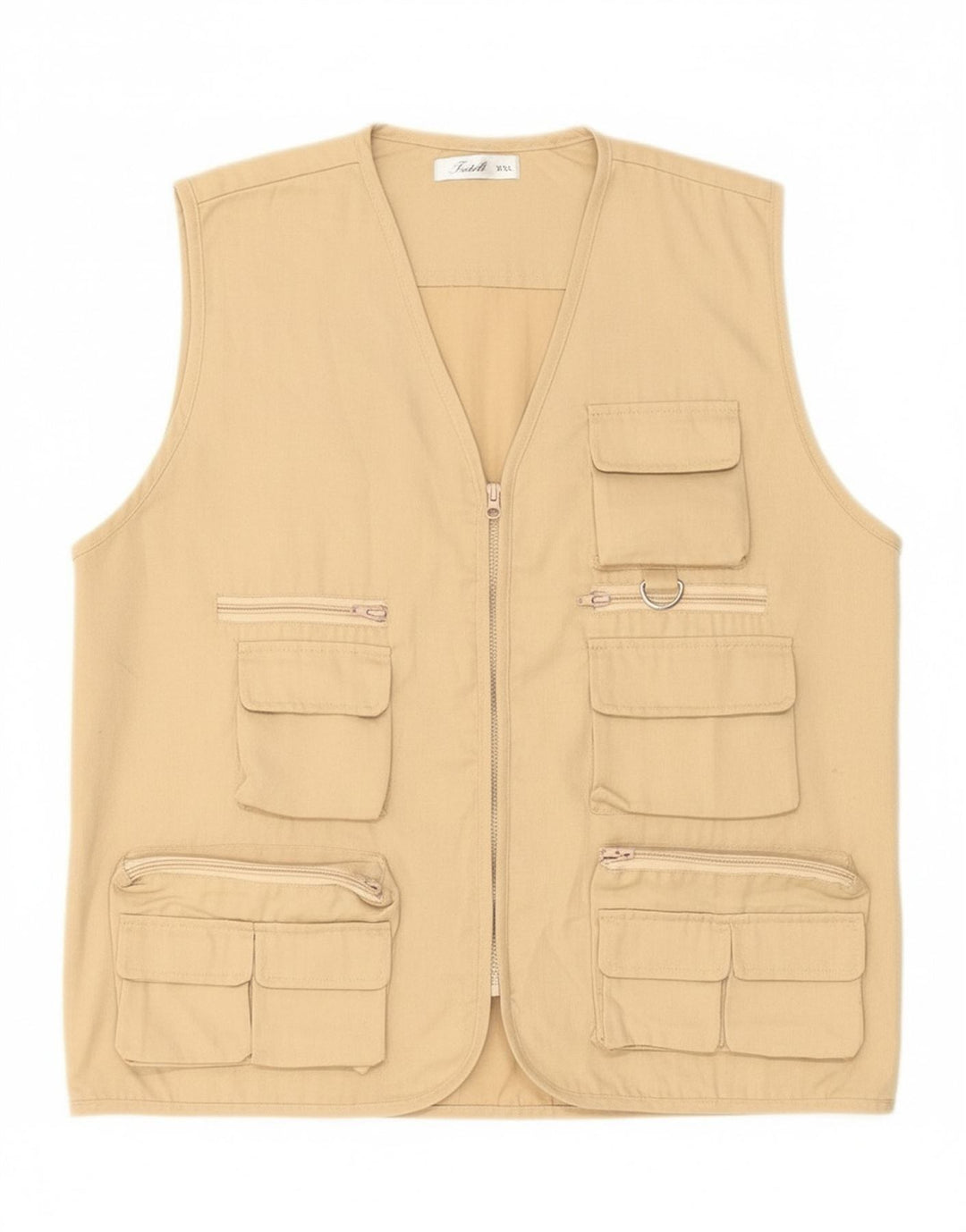 VINTAGE Womens Utility Gilet UK 44 2XL Beige Polyester
