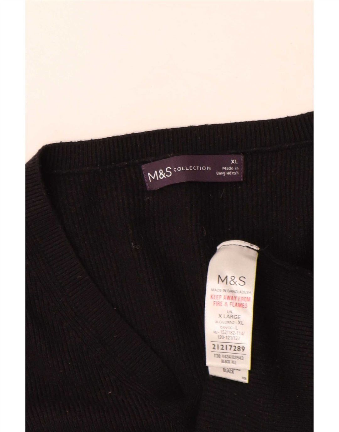 Marks & Spencer Damen-Pullover, übergroß, V-Ausschnitt, Gr. 18, XL, Schwarz