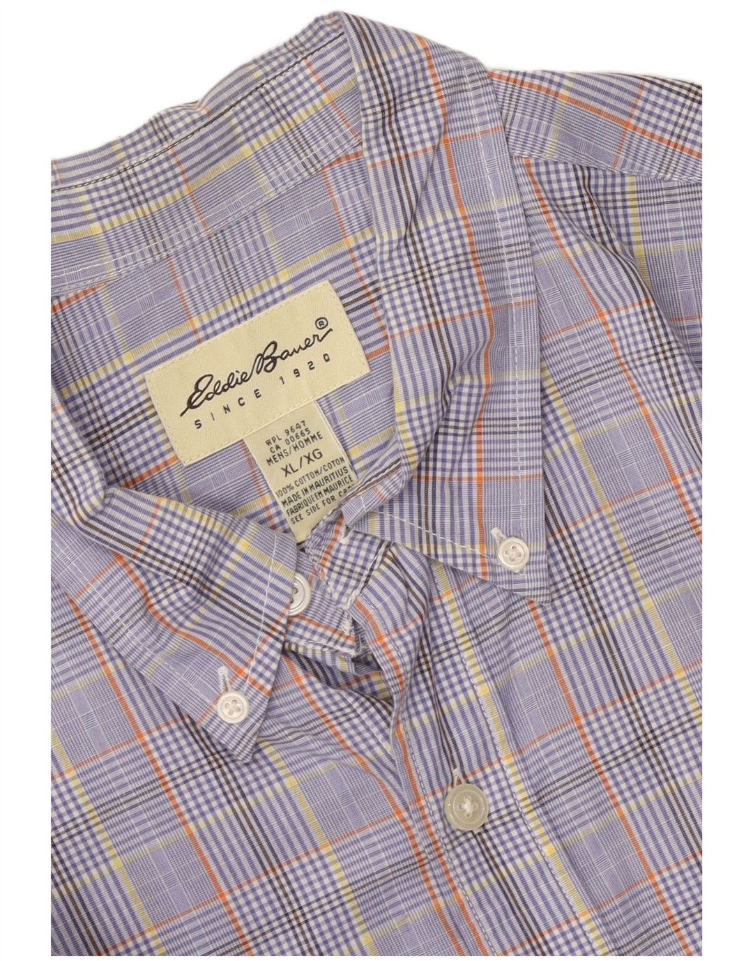 Eddie Bauer Herrenhemd XL, blau kariert, Baumwolle