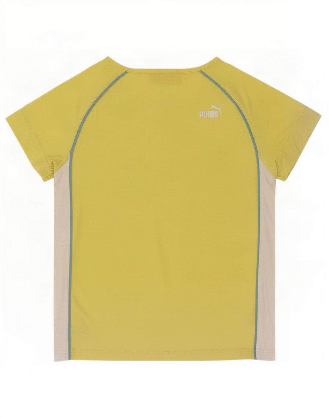 Puma Damen T-Shirt Top UK 12 Mittelgelb gestreift