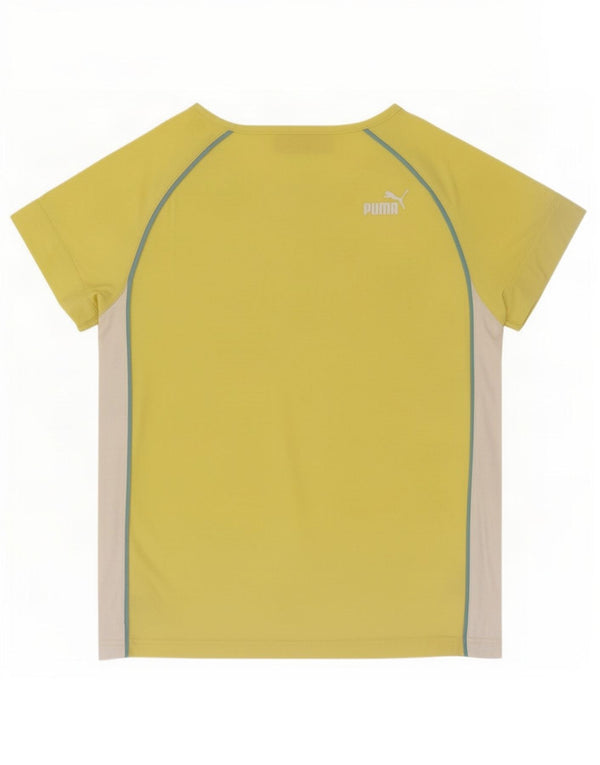 Puma Damen T-Shirt Top UK 12 Mittelgelb gestreift