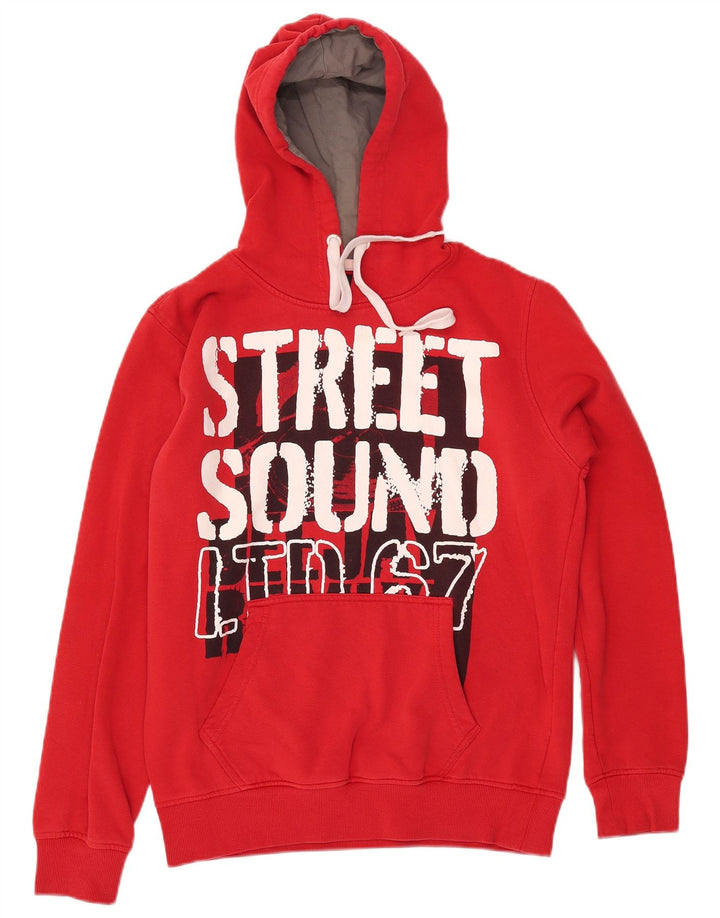 MUCHMORE Herren-Kapuzenpullover mit Grafik, Größe S, Rot, Baumwolle