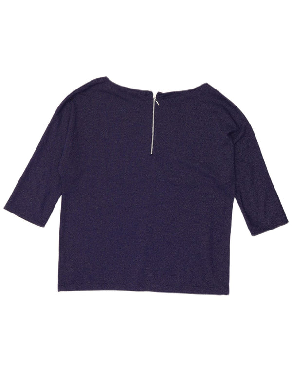Zara Damen-Top, 3/4-Ärmel, UK-Größe 44, Größe L, Marineblau, Polyester
