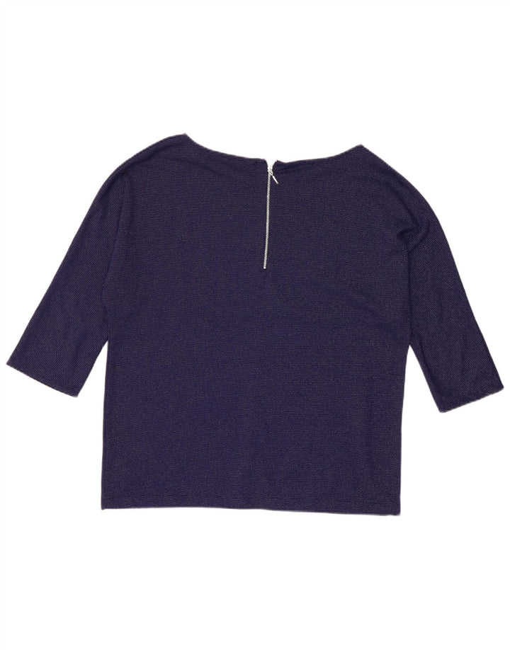 Zara Damen-Top, 3/4-Ärmel, UK-Größe 44, Größe L, Marineblau, Polyester