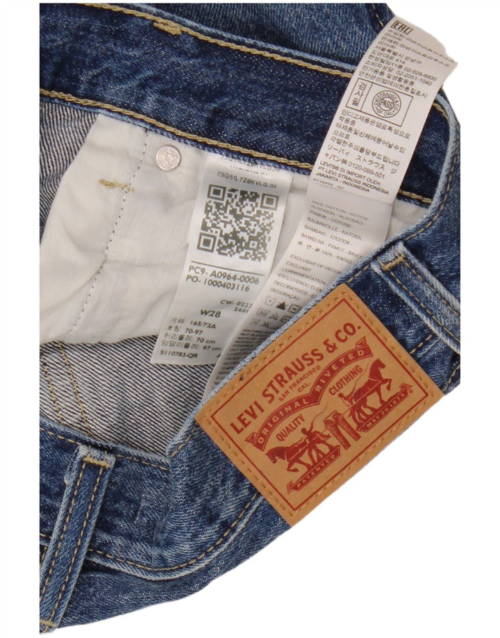 LEVI'S Damen Low Pro Distressed Straight Jeans W28 L31 Blaue Baumwolle