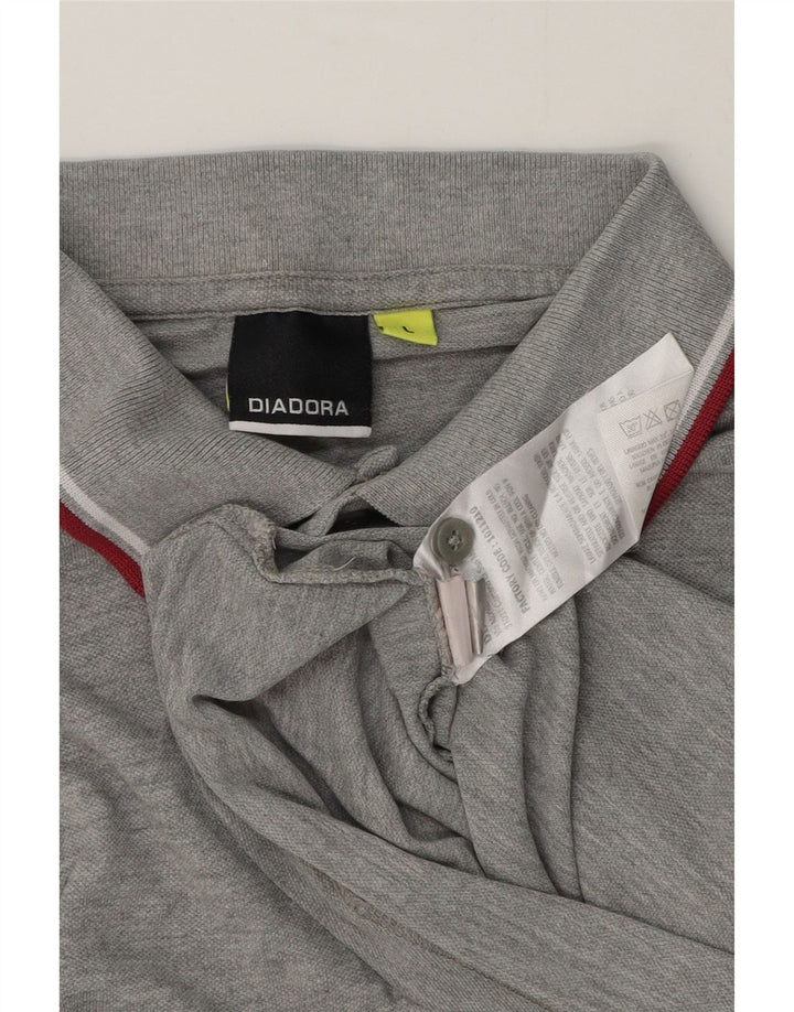 Diadora Herren-Poloshirt, große, grau gesprenkelte Baumwolle