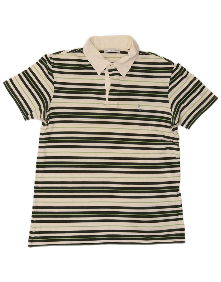 Trussardi Herren-Poloshirt, mittelgroß, mehrfarbig, gestreift, Baumwolle