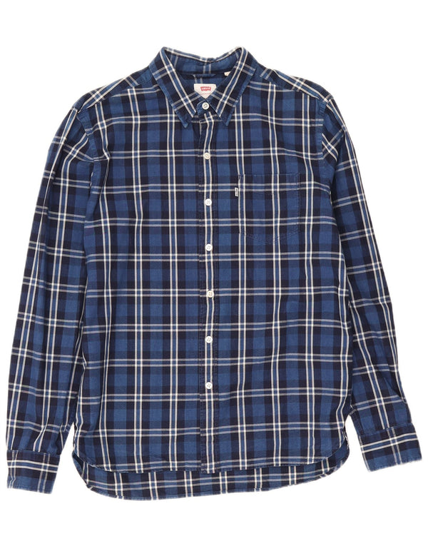 Levi's Herren-Hemd aus mittelblauer Baumwolle mit Karomuster in Marineblau