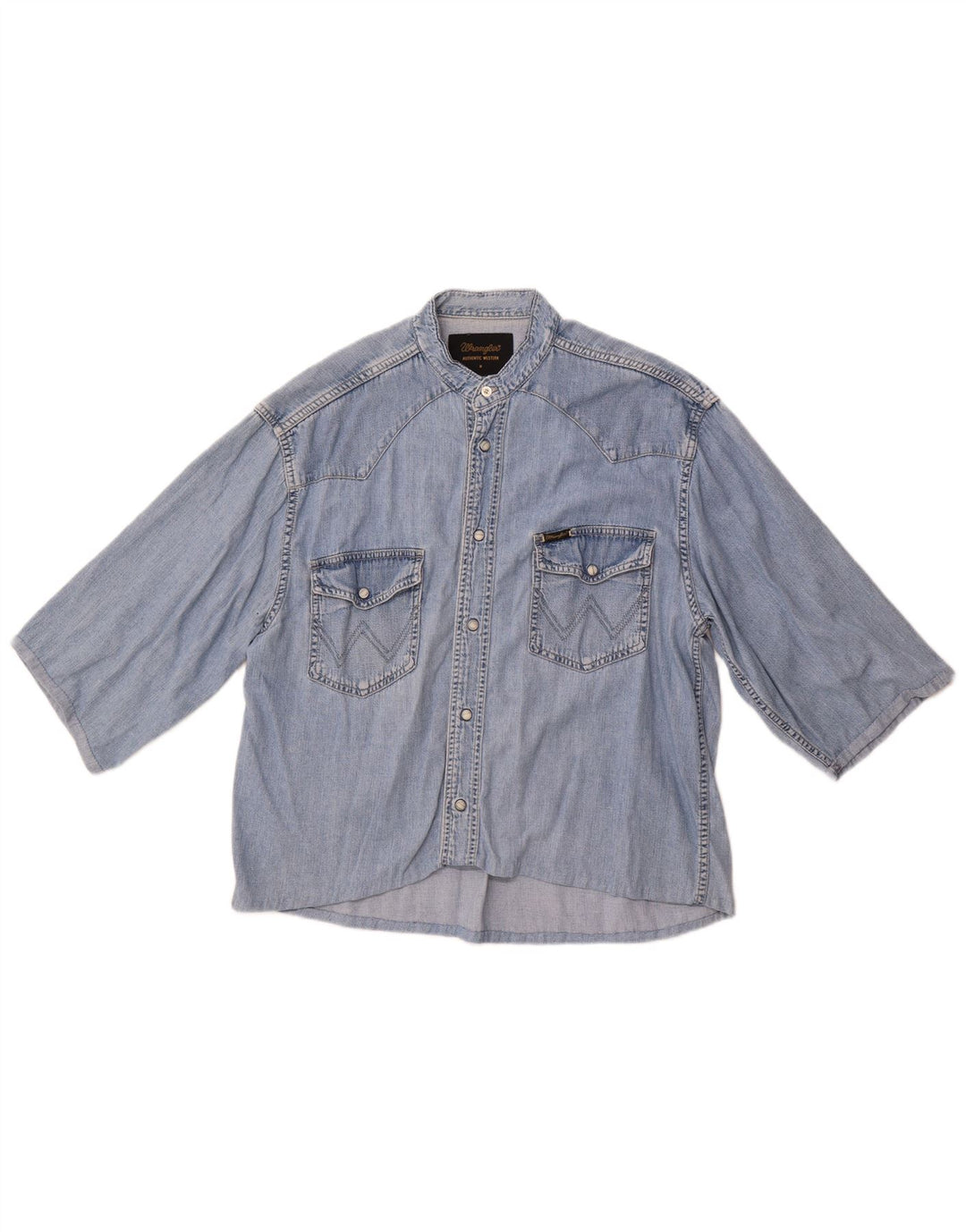 Wrangler Herren Kurzarm-Jeanshemd Mittelblau