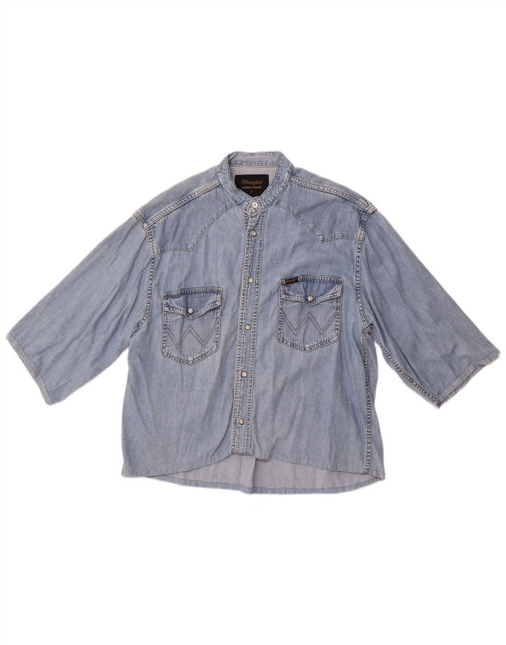 Wrangler Herren Kurzarm-Jeanshemd Mittelblau