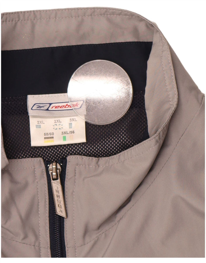 REEBOK Herren-Trainingsanzugoberteil, Jacke, 2XL, graues Colourblock-Polyester