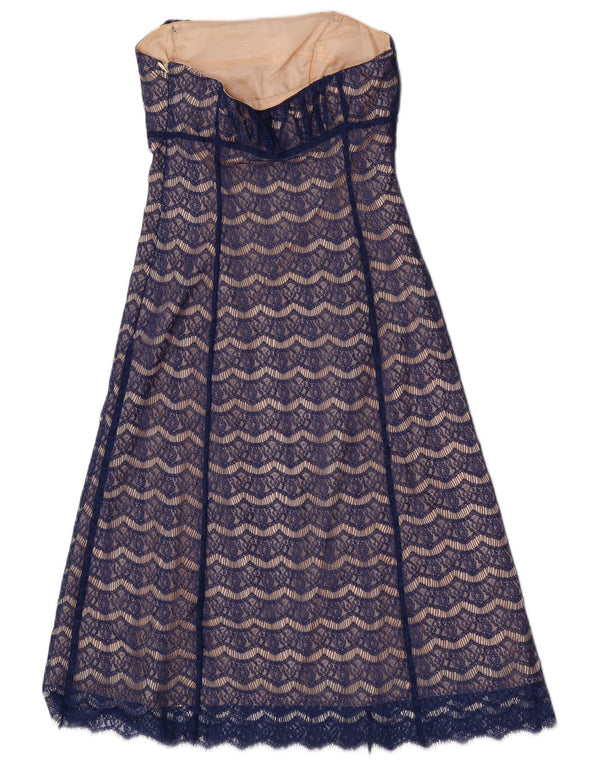 Coast Trägerloses Spitzenkleid für Damen, UK 10, Größe S, Marineblau, Nylon mit Blumenmuster