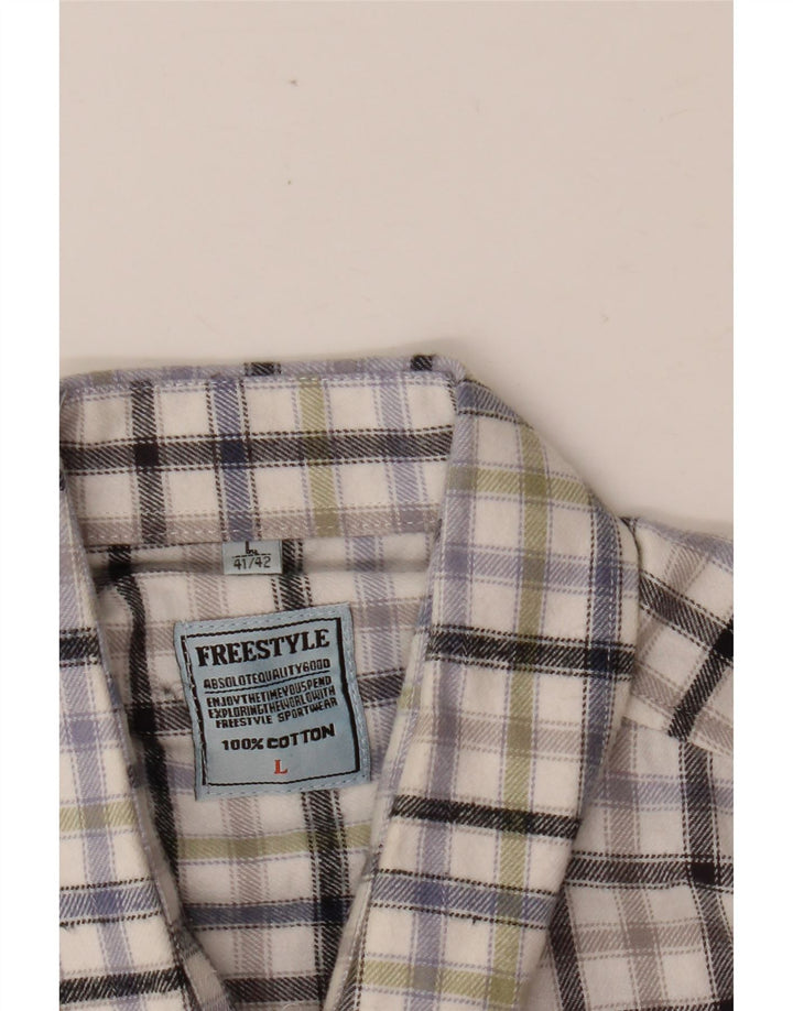 FREE STYLE Herren-Flanellhemd, Größe 41/42, große, mehrfarbig karierte Baumwolle