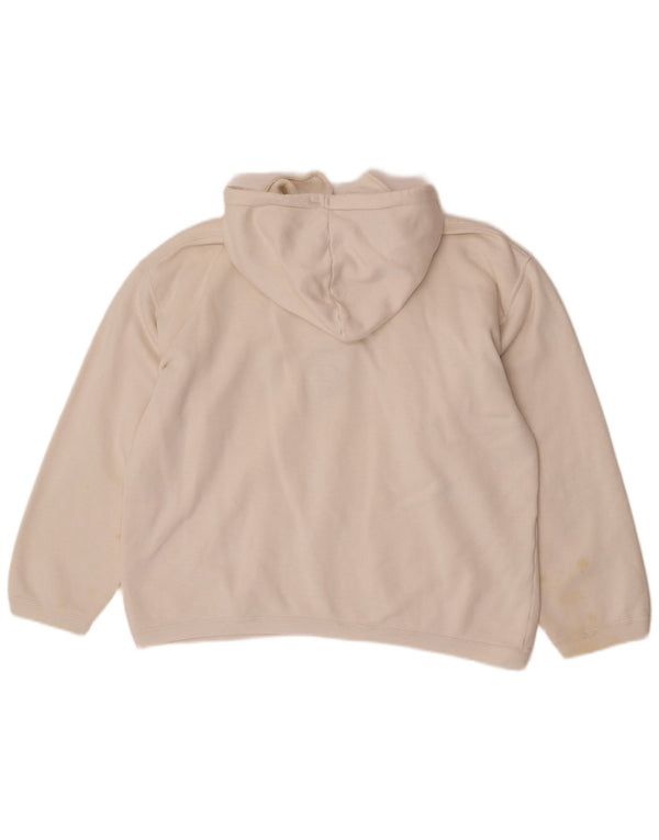 Vintage Damen Kapuzenpullover mit grafischem Polo-Ausschnitt, UK 16, Größe L, Weiß