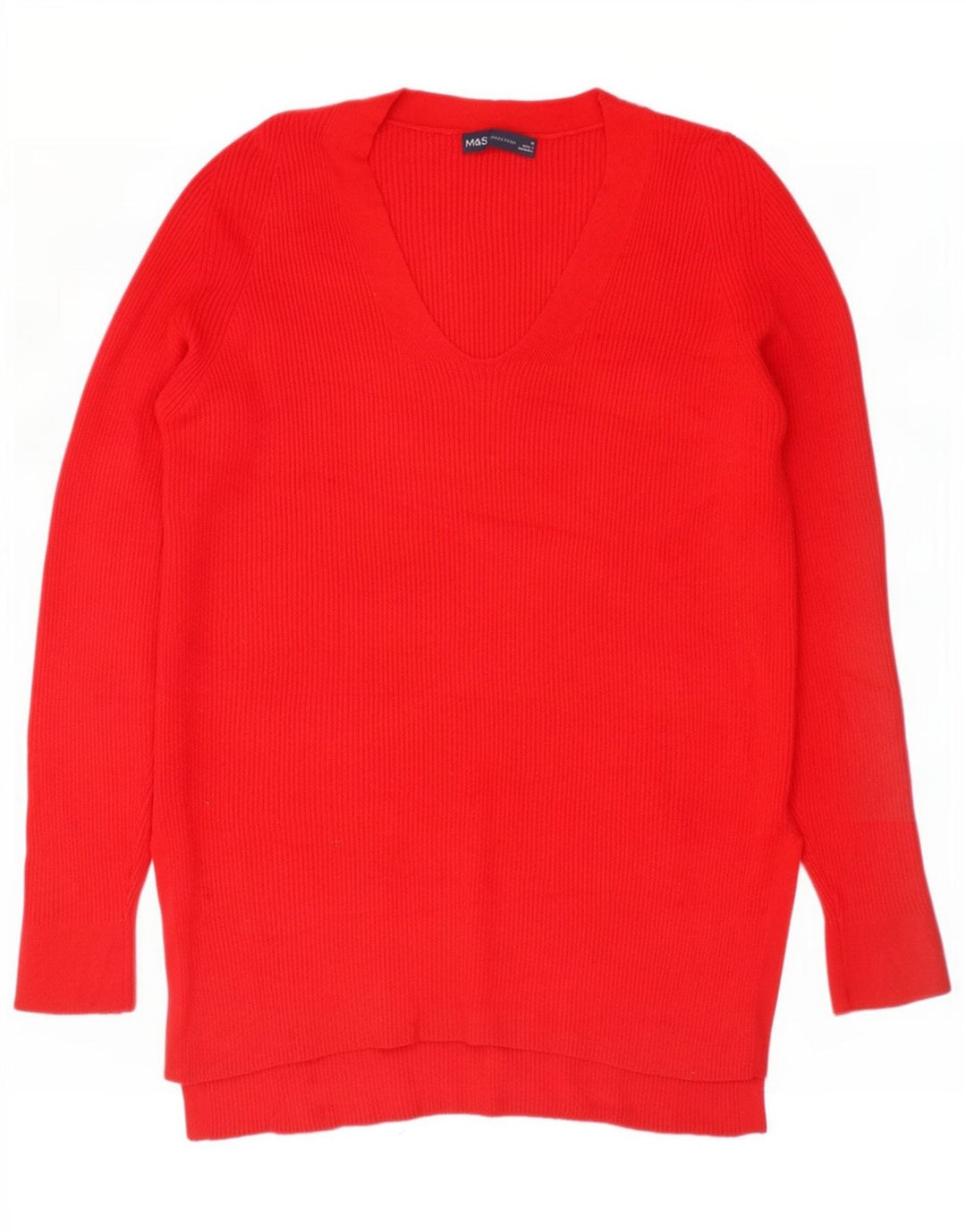 Marks & Spencer Damen-Pullover, übergroß, V-Ausschnitt, Gr. 10, Größe S, Rot