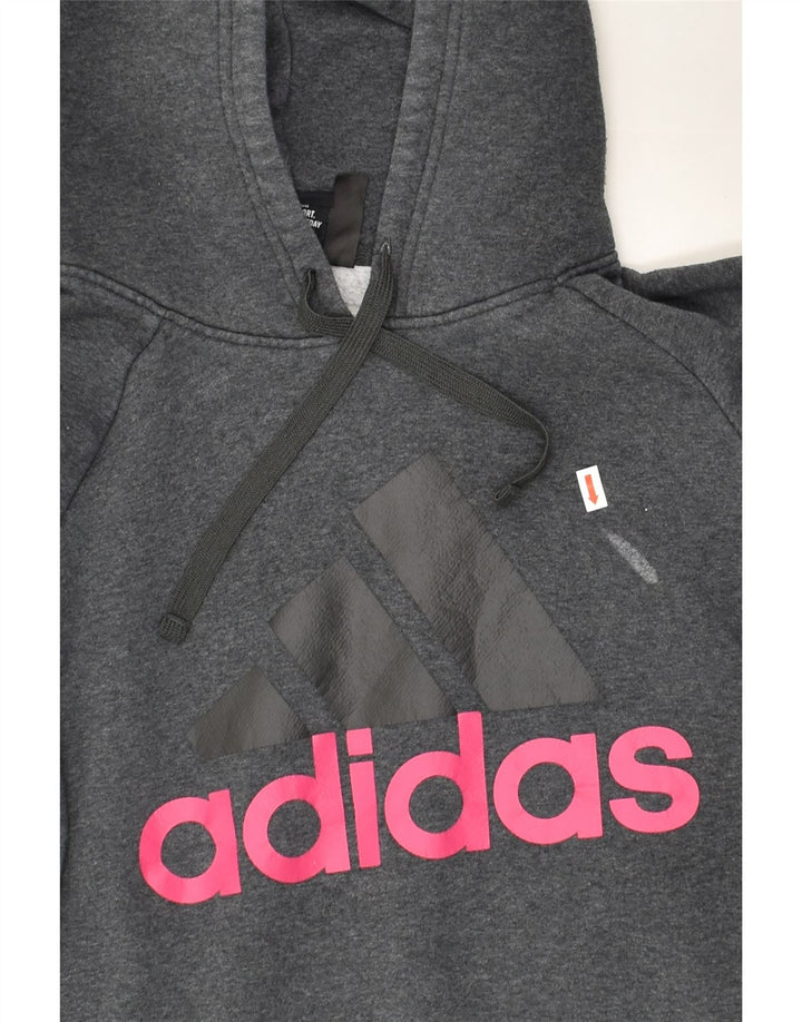 ADIDAS Womens Graphic Hoodie Jumper UK 8/10 Small  Grey Cotton | Vintage Adidas | Thrift | Second-Hand Adidas | Used Clothing | Messina Hembry 