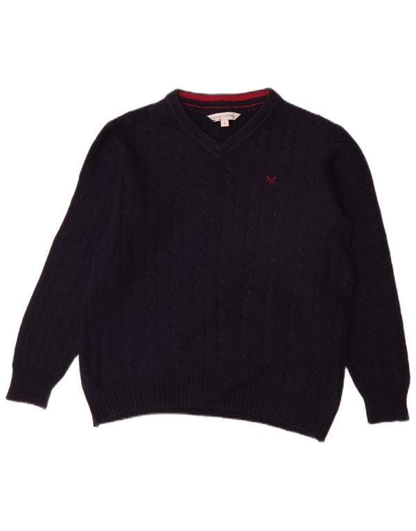 Crew Clothing Damen-Pullover, übergroß, V-Ausschnitt, Gr. 10, Marineblau