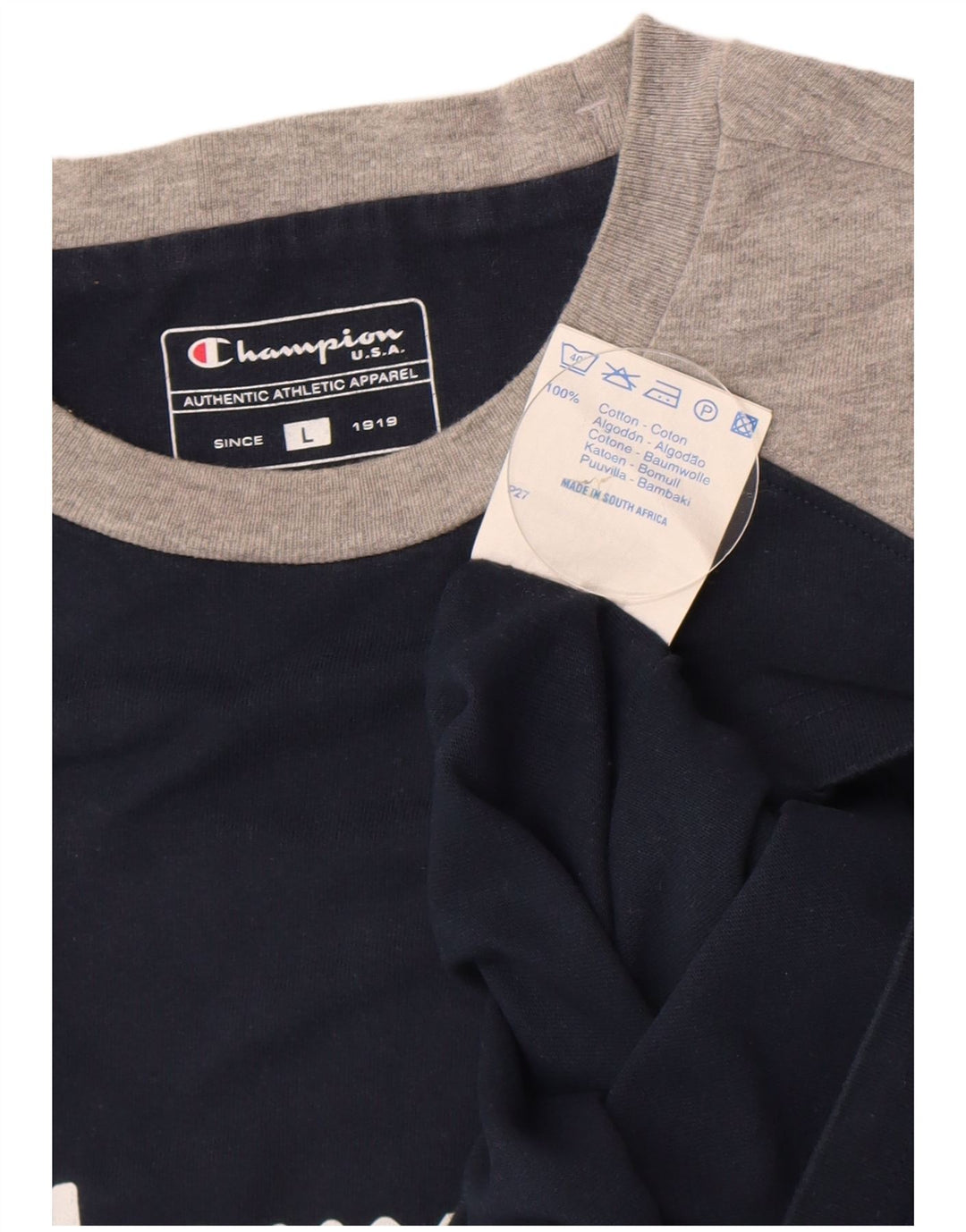 Champion Herren-Unterhemd mit Grafik, groß, marineblau, Colourblock-Baumwolle