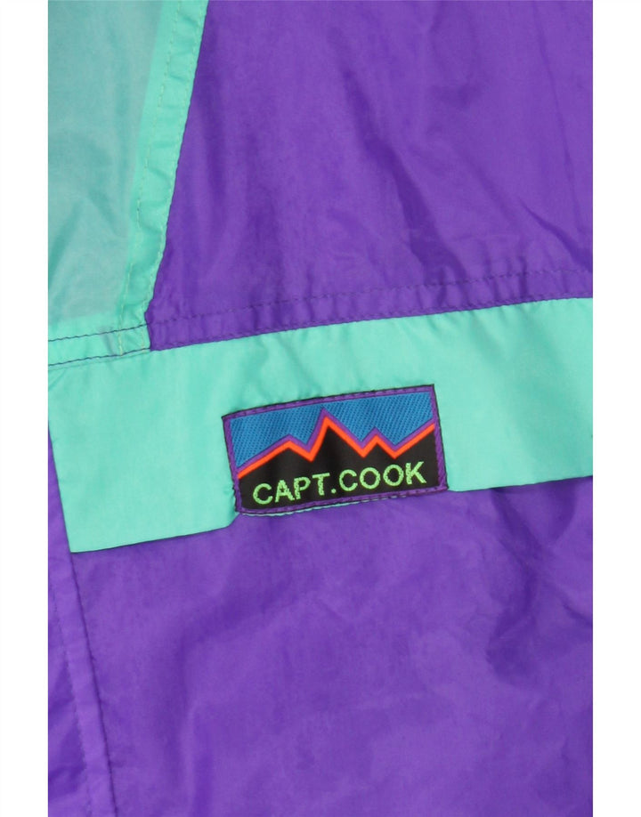 CAPT. COOK Mens Graphic Rain Jacket UK 36 Small Purple Colourblock Vintage Capt. Cook and Second-Hand Capt. Cook from Messina Hembry 