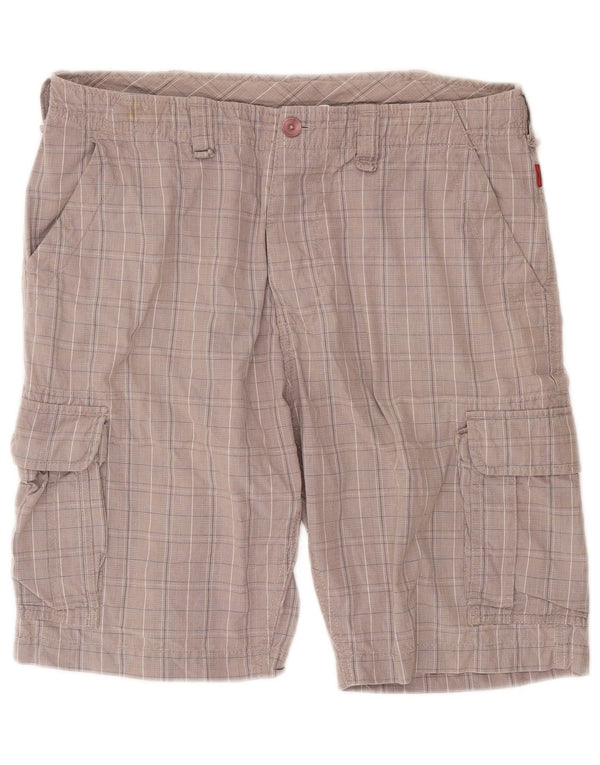 Kappa Mens Perfect Fit Cargo Shorts IT 50 Large W36 Grau karierte Baumwolle