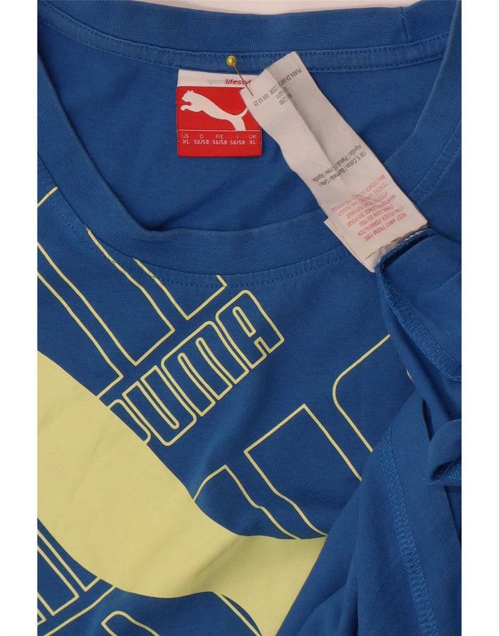 Puma Herren Grafik T-Shirt Top XL Blau Baumwolle