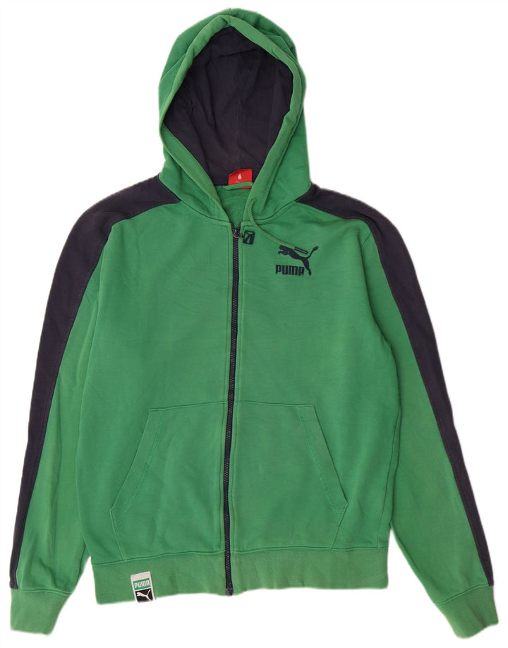 Puma Herren-Kapuzenpullover mit Reißverschluss, Mittelgrün, Farbblock