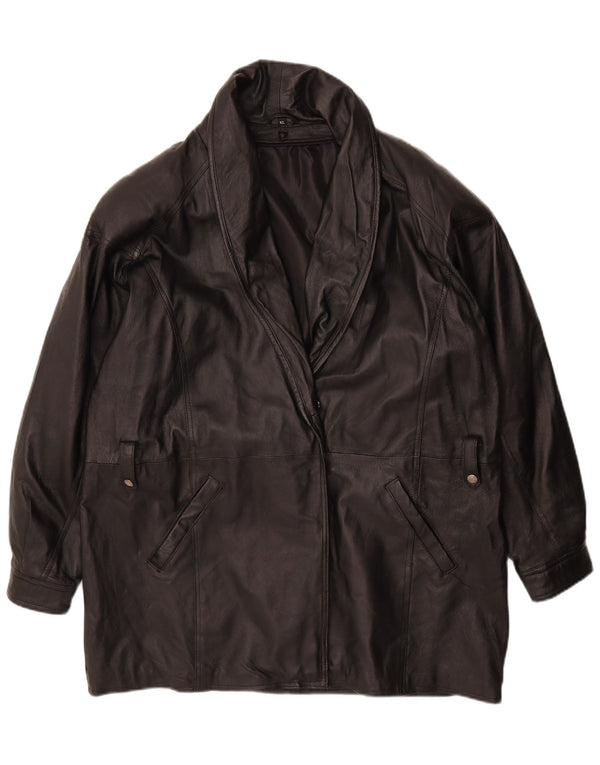 Vintage Damen Lederjacke UK 18 XL Schwarzes Leder