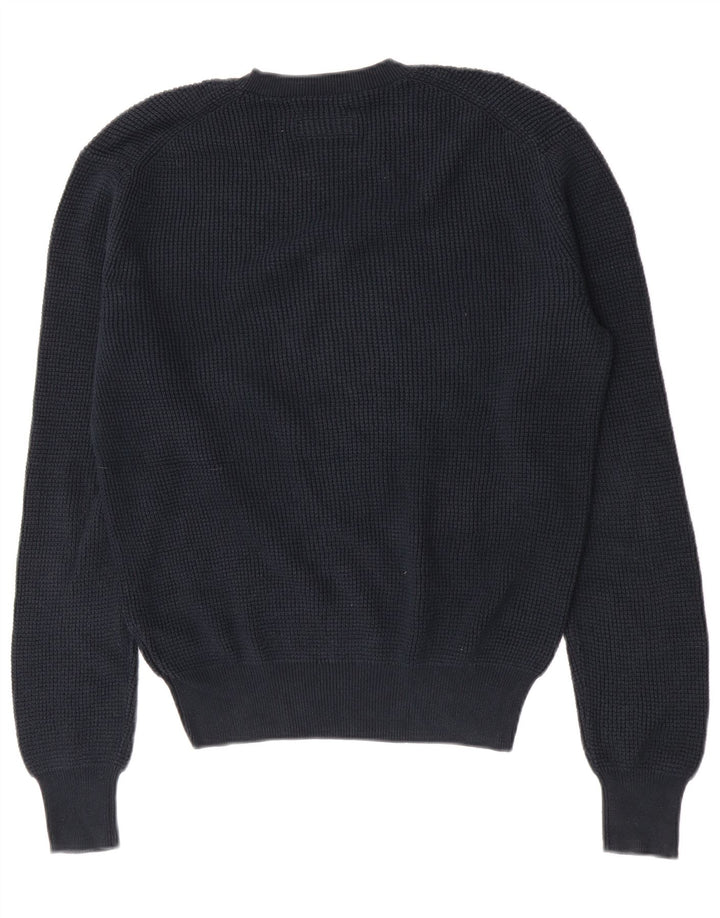All Saints Herren-Pullover mit Rundhalsausschnitt, Größe S, marineblaue Baumwolle