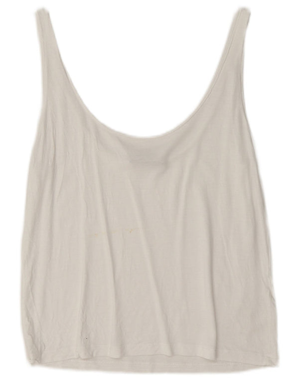 Zara Damen Crop ärmelloses Blusenoberteil UK 10 Small Weiß