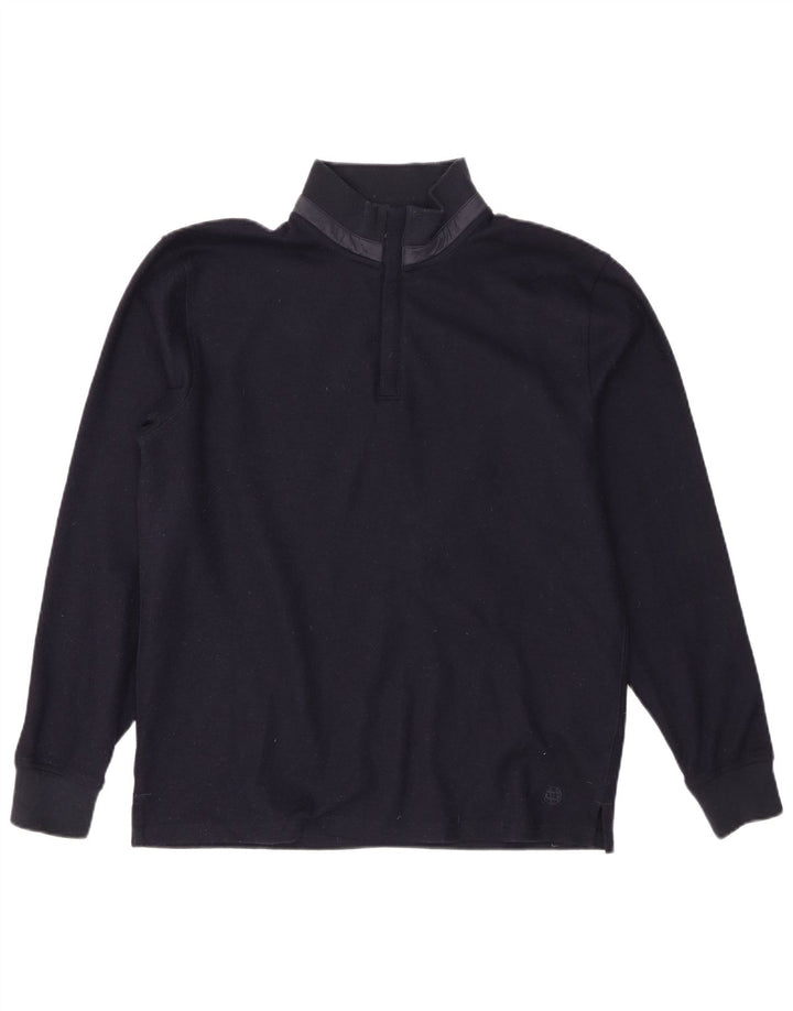 Massimo Dutti Herren-Pullover mit Reißverschluss am Hals, groß, marineblaues Polyester