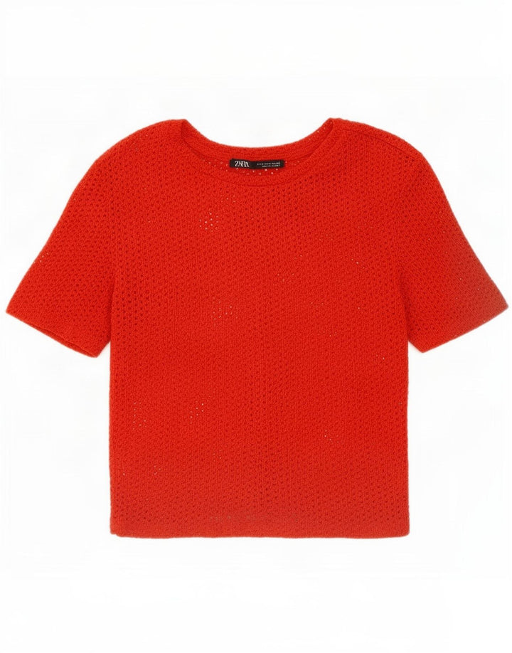 Zara Damen Crop T-Shirt Top UK 8 Small Rot